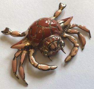Nettie Rosenstein Sterling Silver Vermeil Enameled Crab Fur Clip