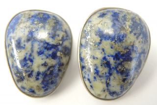 One Of A Kind Amy Kahn Russell Natural Lapis 925 Sterling Silver Clip Earrings