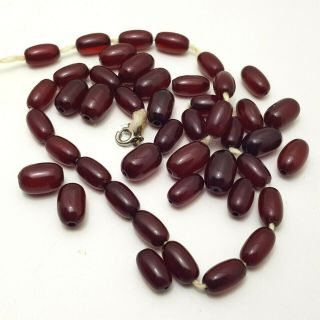 Marbled Cherry Amber Bakelite Faturan Komboloi Tesbih Necklace Beads 29.  2g