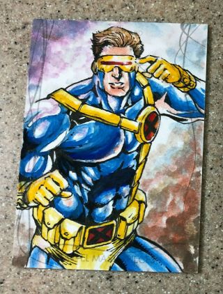 2020 Ud Marvel Masterpieces Cyclops Sketch Card Artist By Rain Lagunsad 1/1