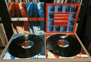 Gary Moore Blues Alive 2x L.  P Rare 1993 Numbered W/inserts & Poster V2716
