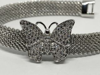 Vintage 925 Silver Bracelet With Butterfly In Crystals By Uncas Manufacturing Co