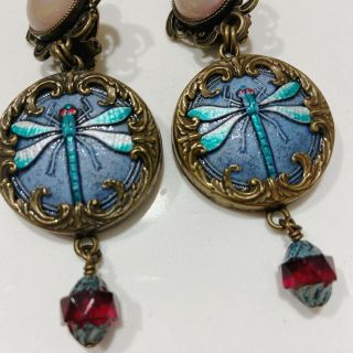 Jean Louis Blin JL Blin Lilac Dragonfly Clip On Earrings 2