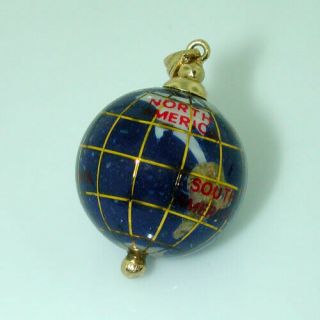 Blue Lapis Stone World Globe 14k Gold Charm Pendant