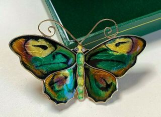 Stunning Large David Andersen Norwegian Silver 925 Enamel Butterfly Brooch/pin