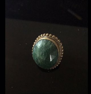 Stephen Dweck Faceted Green Stone Statement Cocktail Ring In Bronze Signed