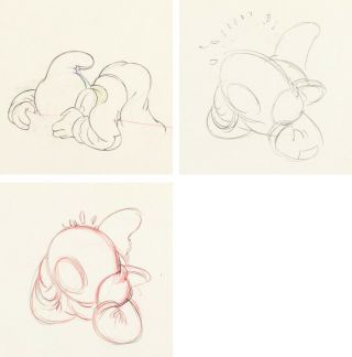 Snow White And The Seven Dwarfs Animation Drawings Group Of 3 (walt Disney,  1937)