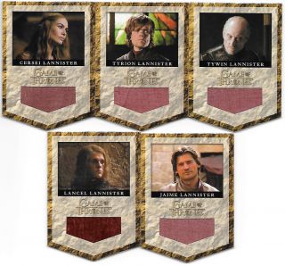 Game Of Thrones Season 2 Lannister Banner Relic Cards Complete Set Of 5 Rl1 - Rl5