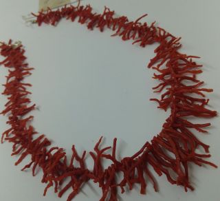 Natural Italian Red Coral,  Necklace Coral Branch,  Handmade,  And Silver 58 Grams