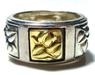 Ann King Sterling Silver 18k Gold Floral Flower Leaf Eternity Ring Band Size 9