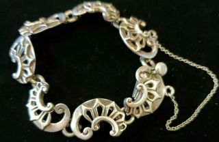 Elegant 1950s Emma Melendez Taxco Mexican Silver Swirl Bracelet Collector