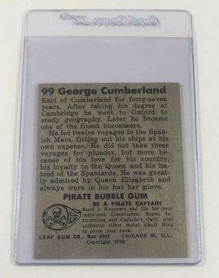 1948 Leaf Pirates Card 99 George Cumberland (NM) 2