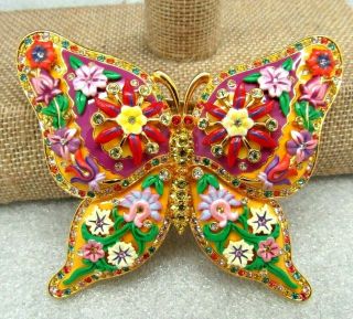 Joan Rivers Limited Edition Epoxy Enamel Crystal Butterfly Brooch Pin Numbered