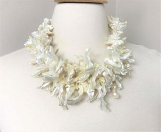 Fabulous Two Strand Mother Of Pearl Necklace In The Style Of Monies