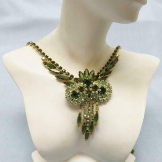 Vintage Verified Juliana Green and Clear Rhinestone Necklace,  Book Piece 2