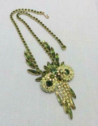 Vintage Verified Juliana Green and Clear Rhinestone Necklace,  Book Piece 3