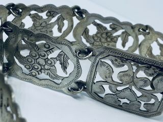 Straits Chinese Peranakan Nyonya Baba Gilt Silver Cast Hand - Etched Link Belt 2