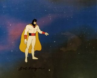 Space Ghost Hand Painted Production Cel Signed By Bob Singer