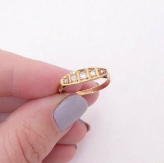 18ct Gold Rose Cut Diamond Ring,  Art Deco 5 Stone
