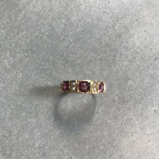 Victorian Amethyst And Seed Pearl 18t Gold Ring