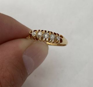 18ct Gold Old Cut Diamond 5 Stone Ring 1915 18k 750.