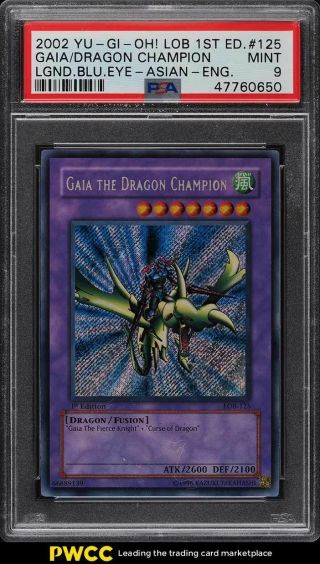 2002 Yu - Gi - Oh Lob Asian English 1st Ed.  Gaia The Dragon Champion Lob - 125 Psa 9