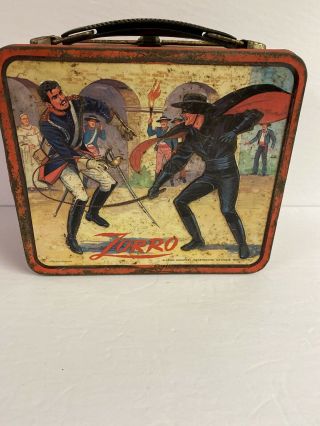 Vintage 1966 Zorro (Red Sky) metal Lunch box 2