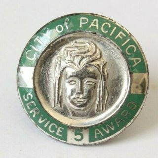 Sterling Silver City Of Pacifica Service Award 5 Years California U.  S.  A.  Vintage