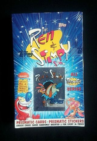 1993 Topps Ren & Stimpy All Prismatic Trading Cards Factory Box 36 Packs