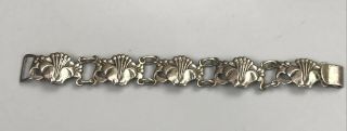 Vtg Signed 1940s Mcclelland Barclay Flower Sterling Silver Link Bracelet Nr