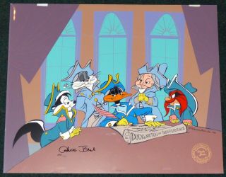Warner Bros Ducklaration Le Cel Signed By Chuck Jones Bugs Bunny Daffy Duck