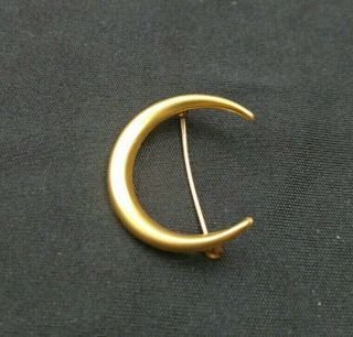 Antique Victorian 10k Yellow Gold Crescent Half Moon Brooch Pin
