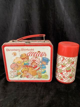 Aladdin Vintage 1981 Strawberry Shortcake Metal Lunch Box W/ Thermos (7)
