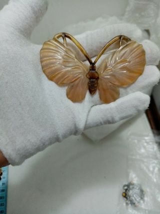 Antique C1900 Art Nouveau Huge Carved Moth Signed Bonte French Necklace.