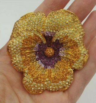 Joan Rivers Elegance In Bloom Crystal Pansy Pin Brooch Nib