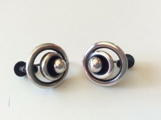 Vintage Hans Hansen Denmark Sterling Silver 925 Modernist Orbit Sphere Earrings