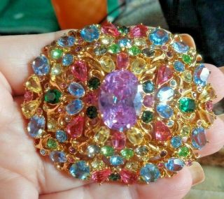 Gorgeous Joan Rivers Multi Color Stone Pin Brooch
