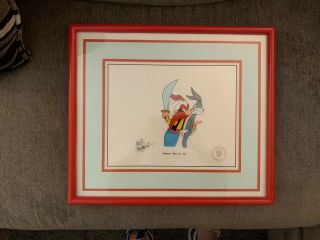 Bugs Bunny Yosemite Sam 1983 Signed Friz Freleng Hand Painted Cel Animation Wb