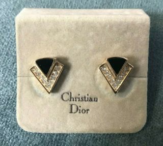Vintage Christian Dior Earring & Necklace Gold Tone Costume Set 3