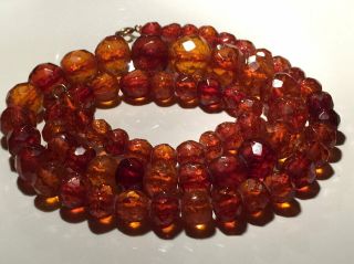 Antique Art Deco Natural Faceted Honey Amber Bead Necklace 32 Grams