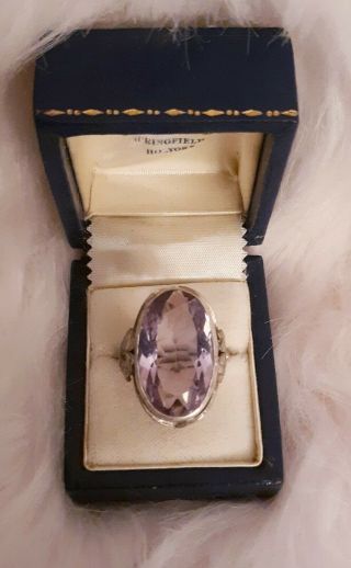 Vtg Victorian 18ct Rose De France Amethyst Sterling Silver Cannetille Ring Sz 7