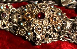 Antique Austro Hungarian 800 Silver Bracelet Missing Stones & Rings