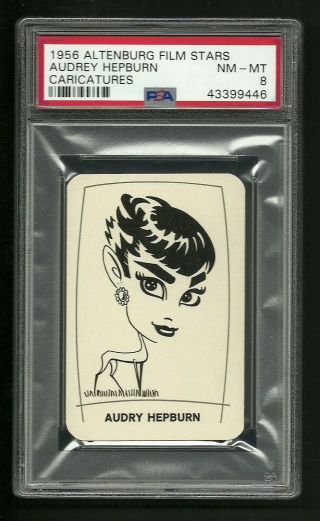 Audrey Hepburn 1956 Altenburg Film Star Caricature Card Psa 8 Nm - Mt