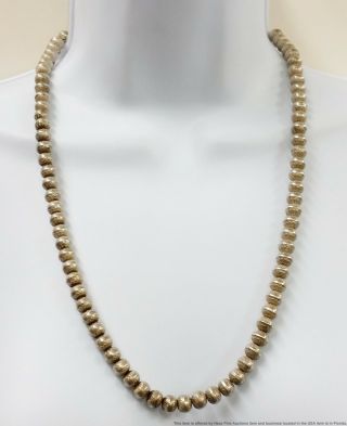 Vintage Sterling Silver Native American Navajo Bead Necklace