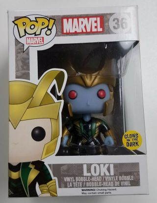 Funko Pop Marvel 36 Thor The Dark World Loki Glow In The Dark Vinyl Bobblehead