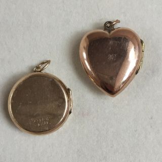 Vintage Antique 9ct Gold Front and Back Heart Round Lockets 6.  33g Engraved 3