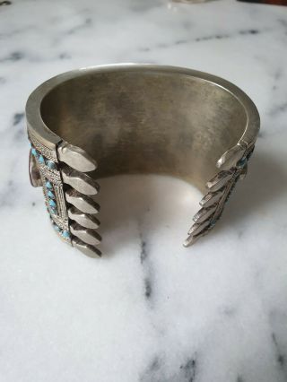 Antique Tuareg Silver Cuff With Turquoise And Carnelian.  Huge Bracelet. 3