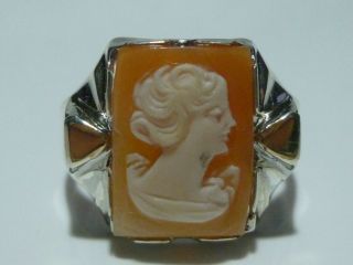 Clark & Coombs Sterling Silver 10k Gold Cameo Mens Womens Ring