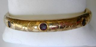 Antique Vintage Victorian Gold Filled GF Chased Wedding Bangle Bracelet Garnets 2