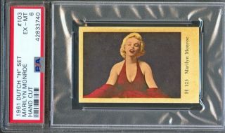 1961 Dutch Gum Card H Set 103 Marilyn Monroe Red Dress Portrait Psa 6 Pop 3